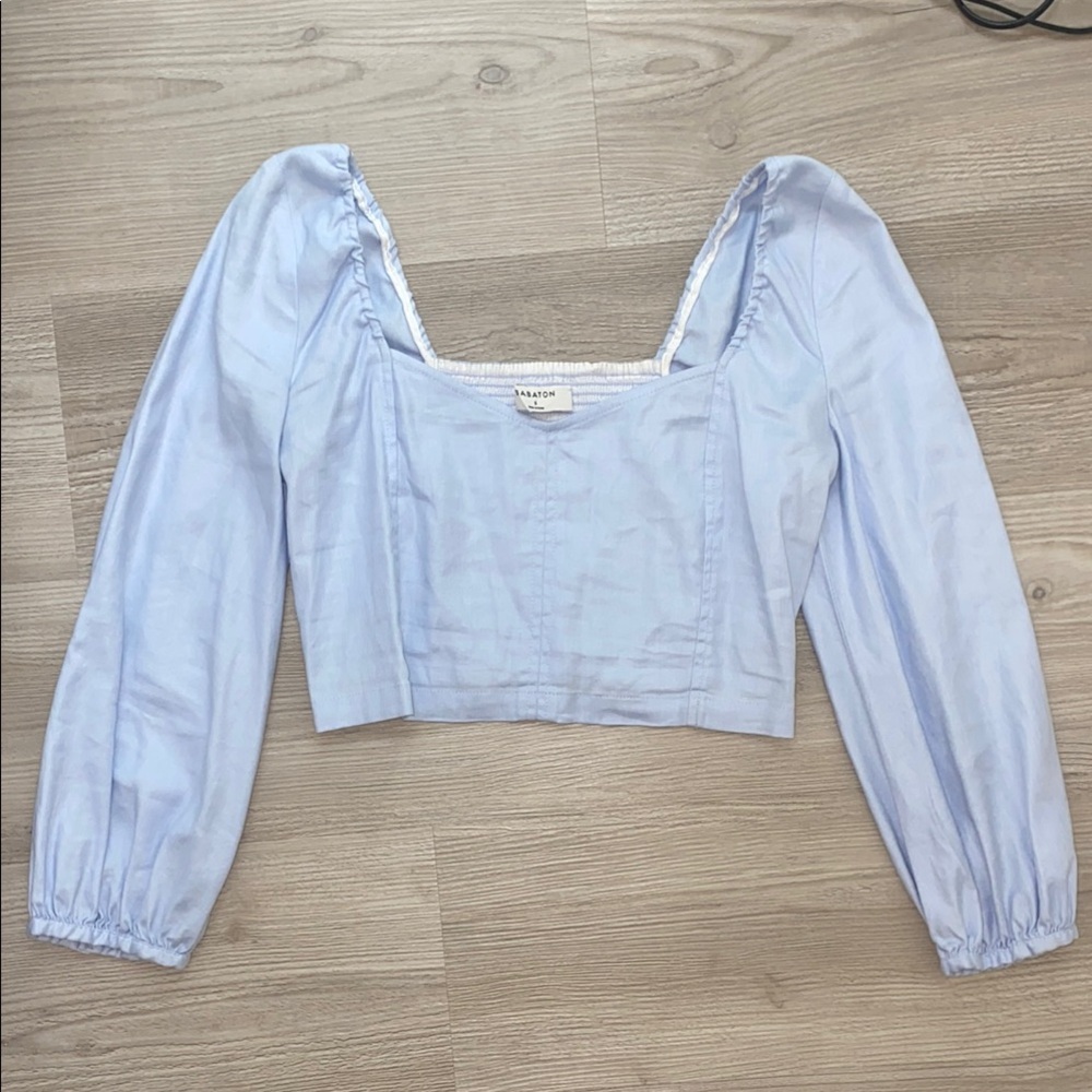 Aritzia Babaton Long Sleeve Light Blue Top